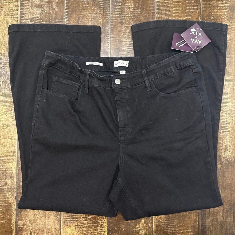 Ava & Viv Women's Black Denim Bootcut Jeans No Gap Stretchy Waistband
